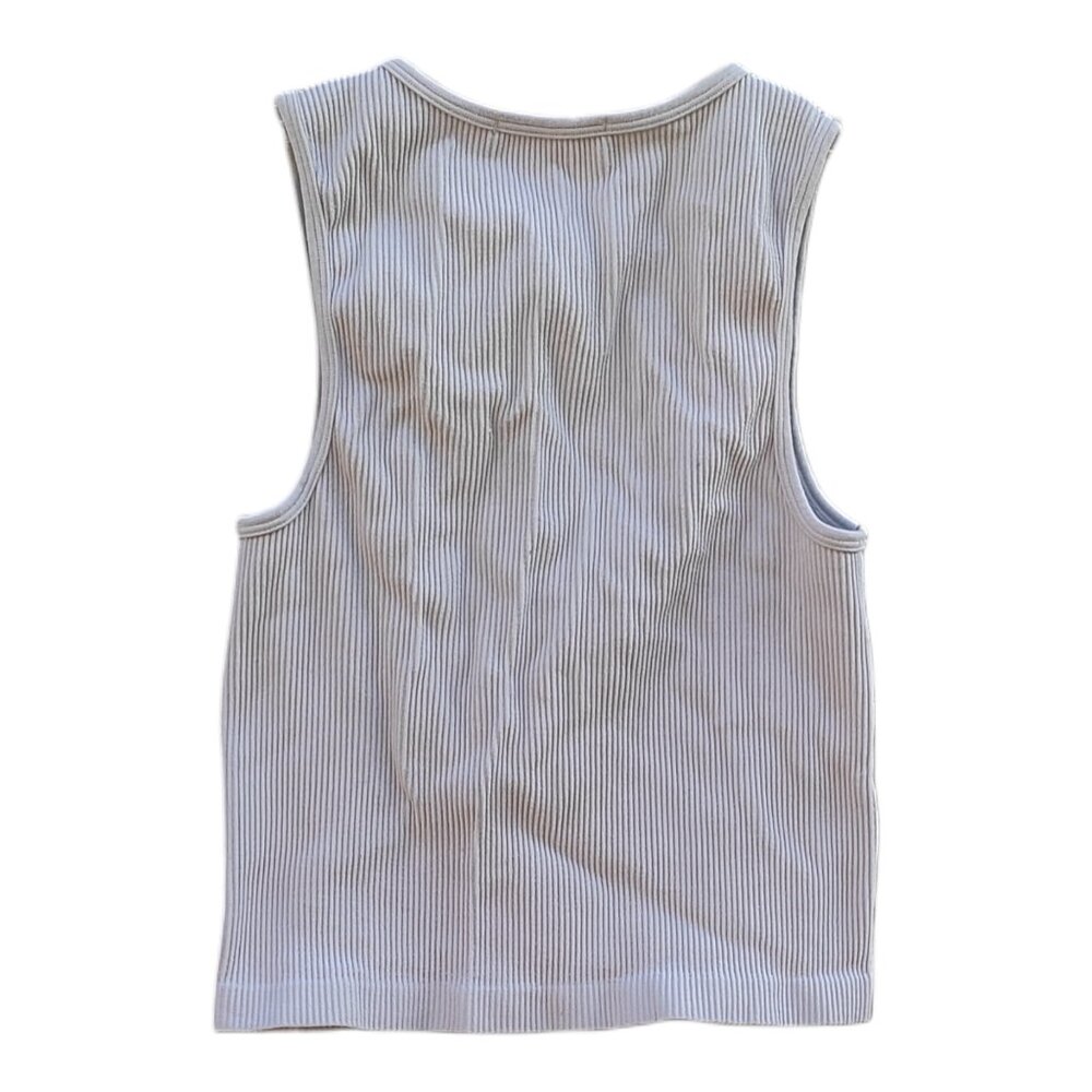 No Comment Light Blue Ribbed Tank Top Size Large - Picture 2 of 4